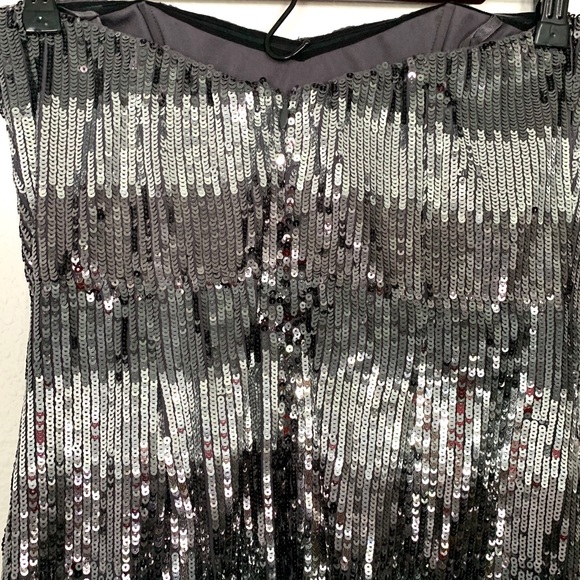 ABS Allen Schwartz Silver Sequin Strapless Dress - Picture 6 of 8